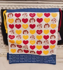 Neu Raggedy Ann & Andy große Canvas Kordelzug Tragetasche Japan - 12 1/2" x 11" - Bild 1 von 3