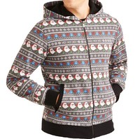 Men's Santa Face Sunglasses HO! Full Zip Sweatshirt Ugly Christmas Hoodie M-XL