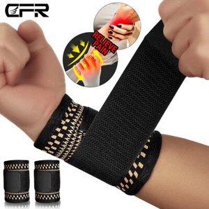 Copper Wrist Wrap Support Brace Carpal Tunnel Splint Sprain Arthritis Protectors - Picture 1 of 13