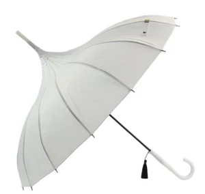 Paraguas para Caminar Damas SOAKE Blanco Pagoda Boda Moda Borla Negra Clásico - Imagen 1 de 4