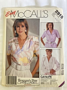 McCalls Sewing Pattern 2915 Ladies/Misses Blouse/Top Sz. 8,10,12 short/long sl. - Picture 1 of 7