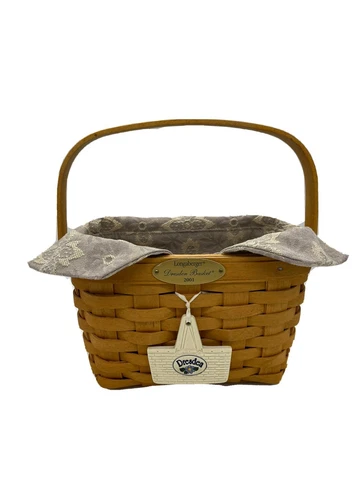 Vintage 2001 Longaberger Dresden Classic Basket with Fabric Liner Cover