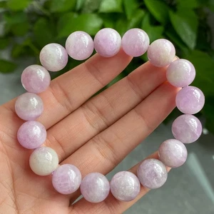 12mm Natural Purple Kunzite Crystal Round Cat's Eye Beads Bracelet - Picture 1 of 8