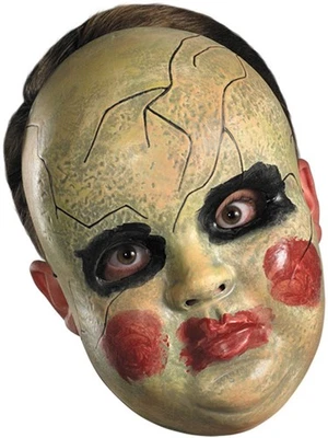 OLD SMEARY DOLL CRACKED FACE MAKEUP SCARY HALLOWEEN MASK DG23930 - Image 1 of 2