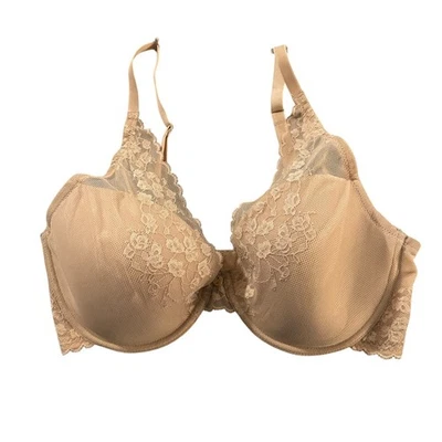 Camiseta Natori Bra 36DD Flor de Cerezo Beige Tostado Encaje Con Aros Cobertura Completa Foto 1 de 4