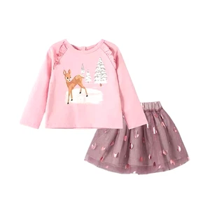 Peek Girls Winter Foiled Shirt Mesh Skirt Set in Pink Multi 3-6 Months MSRP $56 - Picture 1 of 7