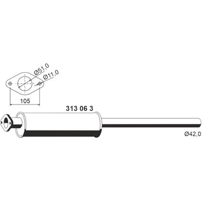 ERNST Silencieux avant 313063 pour FORD Focus II Schrägheck (DA, HCP, DP) 1000mm - Photo 1/4