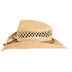 Sombrero de Vaquero de Paja Shady Western Talla S Hecho a Mano en EE. UU. De Colección - Imagen 1 de 14
