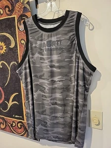ASRV TRAINING MEN XL GRAY BLACK CAMOUFLAGE TANK TOP SLEEVELESS POLYESTER SPANDEX - Picture 1 of 16