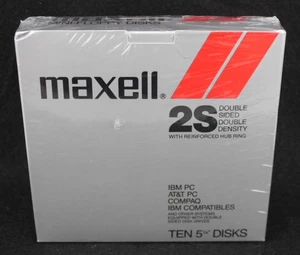 NOS Maxell 5 1/4" Disketten 2S doppelseitige Dichte 10 Festplatten IBM KOSTENLOSER VERSAND - Bild 1 von 7