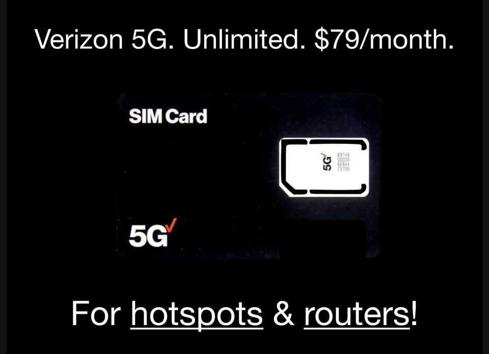Verizon UNLIMITED Data Hotspot Router 5G & 4G LTE SIM Plan Home RV Internet $79 - Image 1 of 1