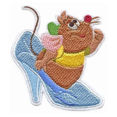 HIGH INTENCITY Gus In Cinderella Glass Shoe Slipper Embroidered Iron On Applique Patch