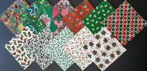 6" X 6" Cuadrados ~ Tela de algodón con estampado X-Mas de vacaciones (11 impresiones, 4 cada una) #D1 - Imagen 1 de 5