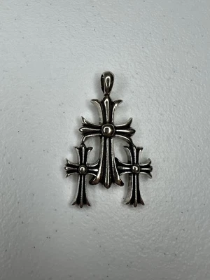 Colgante Cruz Triple Grasa Corazones Cromados Plata 925 2020 Foto 1 de 4