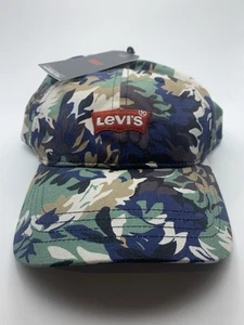 Levi’s Leaf Camo Print Ball Cap Baseball Hat Tan Green Blue Unisex One Size NWT - Picture 1 of 6