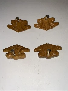 4 Pcs Wall Mounted Mirror Wall Support Mirror Glass Clamp Faux Wood Look VTG - Picture 1 of 7