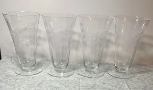 "4 Vaso con patas Salina de Susquehanna gris grabado flores mezcla hojas cortadas 5,75""" - Imagen 1 de 15