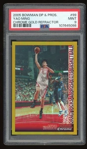 SCHEDA YAO MING 2005-06 BOWMAN CHROME DRAFT "GOLD REFRACTOR" 9/50 PSA 9 - Foto 1 di 2