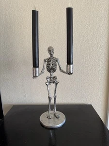 Portavelas Cónico Pottery Barn Esqueleto Halloween Nuevo con Velas Sin Llama - Imagen 1 de 5
