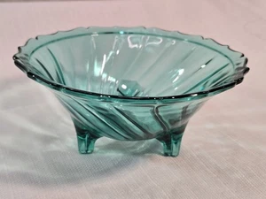 Plato Jeannette Swirl Ultramar con patas azul BRILLA cuenco vintage - Imagen 1 de 11