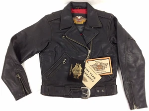 Chaqueta de motociclista Harley Davidson CRUSADER Bar & Shield de cuero negra para mujer talla M NUEVA - Imagen 1 de 12