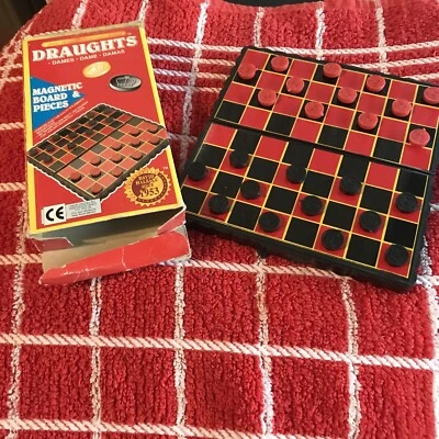 David Halsall Pocket Magnetic Game Draughts 1983 Vintage Travel Checkers Boxed - Image 1 of 4