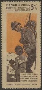 Italy Soldier and Child National Loan Propaganda Cinderella Poster Seal Fine HR - Picture 1 of 2