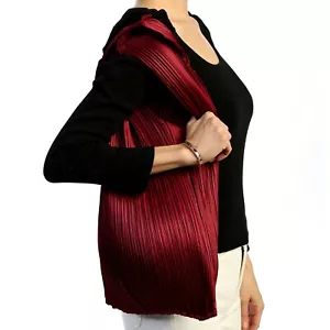 Minimalist Reto Thin Pleated Market Tote Hand Bag - Picture 1 of 7