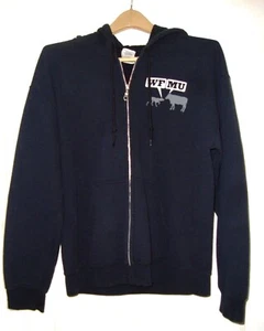 WFMU 91.1 FM Radio Black zippered HOODIE - Woof Moo WF MU unisex MEDIUM/SMALL - Picture 1 of 5