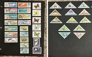 MONGOLIA STAMP LOT ON 2 SIDED PAGE BUTTERFLIES, OLYMPICS, FISH, TRIANGLES & MORE - Picture 1 of 10