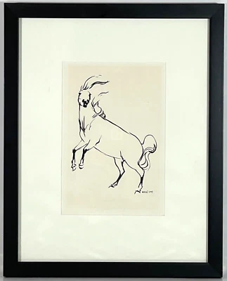 Pintura a tinta negra firmada por Susan Dorazio artista AAEA de Nueva Inglaterra listada c.1979 Foto 1 de 4