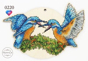 Hágalo usted mismo Kit de punto de cruz sobre madera "Kingfisher" - Imagen 1 de 8