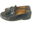 Cole Haan Mens Shoes Size 8.5 Black Leather Loafers Slip On Tassels