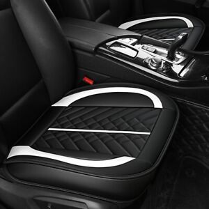 White/Black Car PU Leather Front Seat Cover Breathable Cushion Chair Mat Pad 2Pc