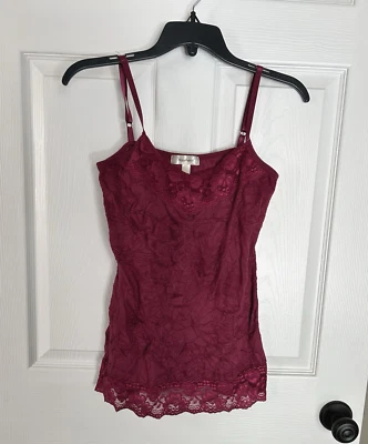 Dressbarn Burgundy /Red Crinkle Stretchy Lace Cami Tank Sz Med-Adjudtable Straps - Image 1 of 4