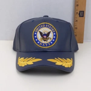 Vintage United States Navy US Premium Hut Kunstleder Blau Verstellbar Herren - Bild 1 von 10