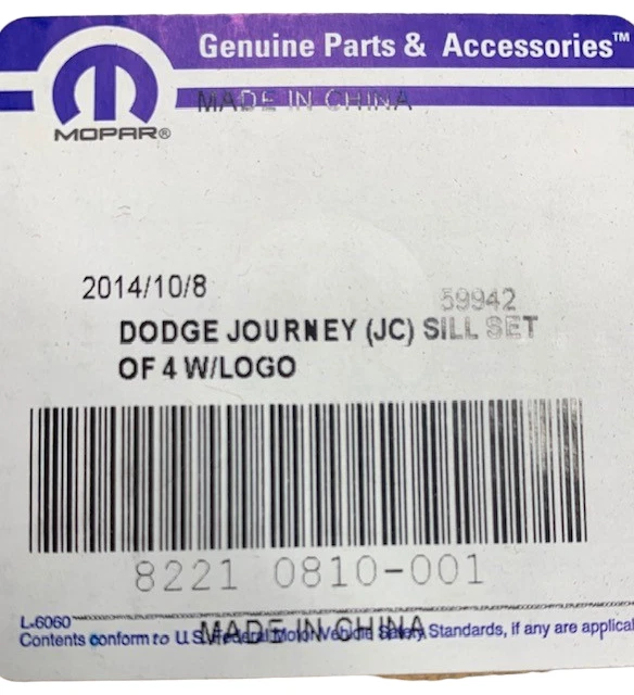 Kit de alféizar Dodge Journey 2009-2012 82210810 - nuevo OEM Foto 1 de 3