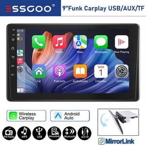 2024 New 9" Car Stereo Single DIN Wireless iOS CarPlay Android Auto USB FM-Radio - Picture 1 of 16
