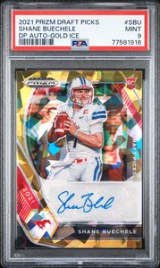 2021 Panini Prizm Gold Cracked Ice Shane Buechele Autograph RC PSA 9 Mint Rookie