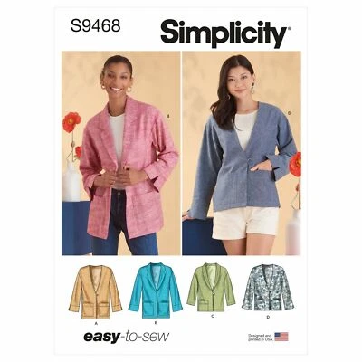 SIMPLICITY 9468 UNLINED JACKET Misses Sewing Pattern Sizes 6-14 & 16-24 EASY - Image 1 of 4