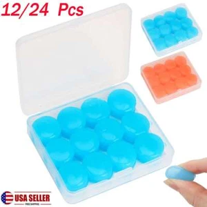 12/24 Reusable Silicone Ear Plugs Noise Cancelling Earplug Protector Study Sleep - Picture 1 of 16