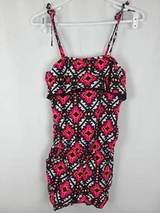 Justice Girl's 14 Black Pink White Abstract Design Sleeveless Scoop Neck Jumper - Picture 1 of 3