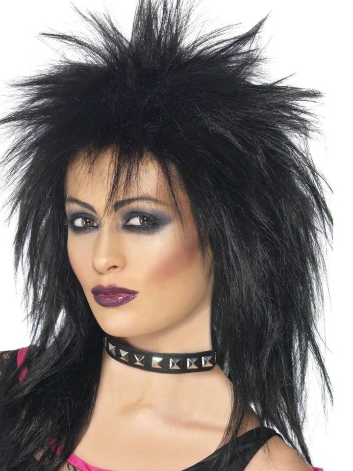 Smiffys Women's Long Black Mullet Wig One Size Rock Diva 42238 Halloween Costume