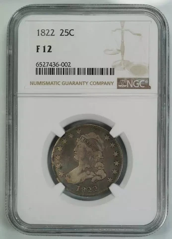 1822 CAPPED BUST QUARTER 25C SILVER NGC CERTIFIED F 12 FINE (002) Cover