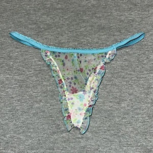 NWT Victoria’s Secret Vintage Floral Mesh Ruffle Trim T String Thong Panties MED - Picture 1 of 5
