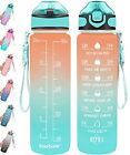 32 oz Drinking Water Bottle with Times to Drink and Straw, Motivational with ...