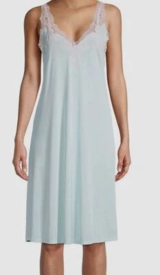 $180 Natori Mujeres Azul Encantador Encaje Ribete Satinado Sin Mangas Camisón Prendas para dormir Talla S Foto 1 de 4
