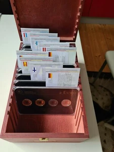 9 x 2 Euro Edelmetallsatz mit Zertifikat in edler Holzsammelbox - Bild 1 von 11
