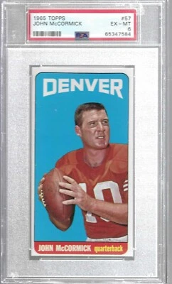 1965 Topps Football #57 John McCormick PSA 6 - Image 1 of 2