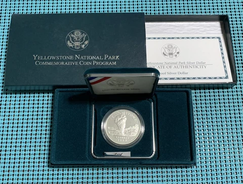 1999 Yellowstone National Park Proof Commemorative (90%) Silver dollar Cover